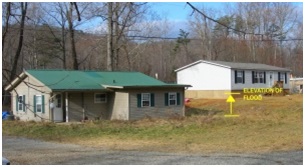 House above flood elevation