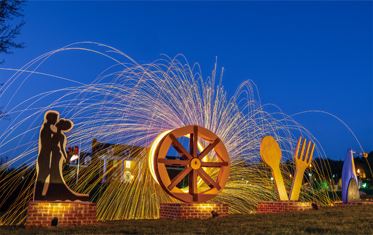 Sky view of city in the fall